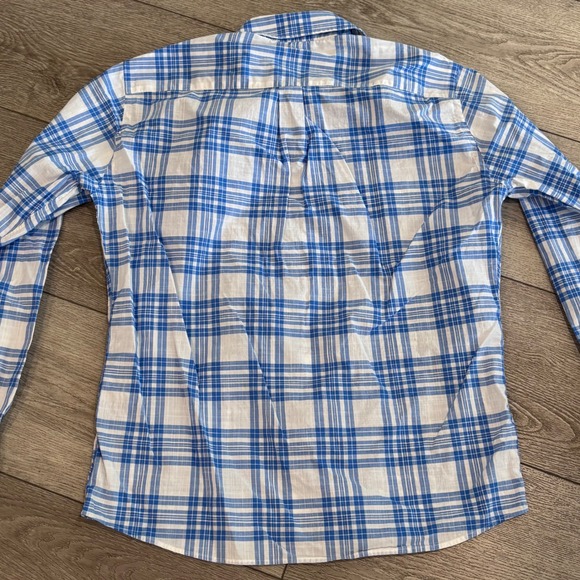 Peter Millar Button Down Shirt Mens Medium Blue Plaid Long Sleeve Stretch Preppy - Picture 8 of 8